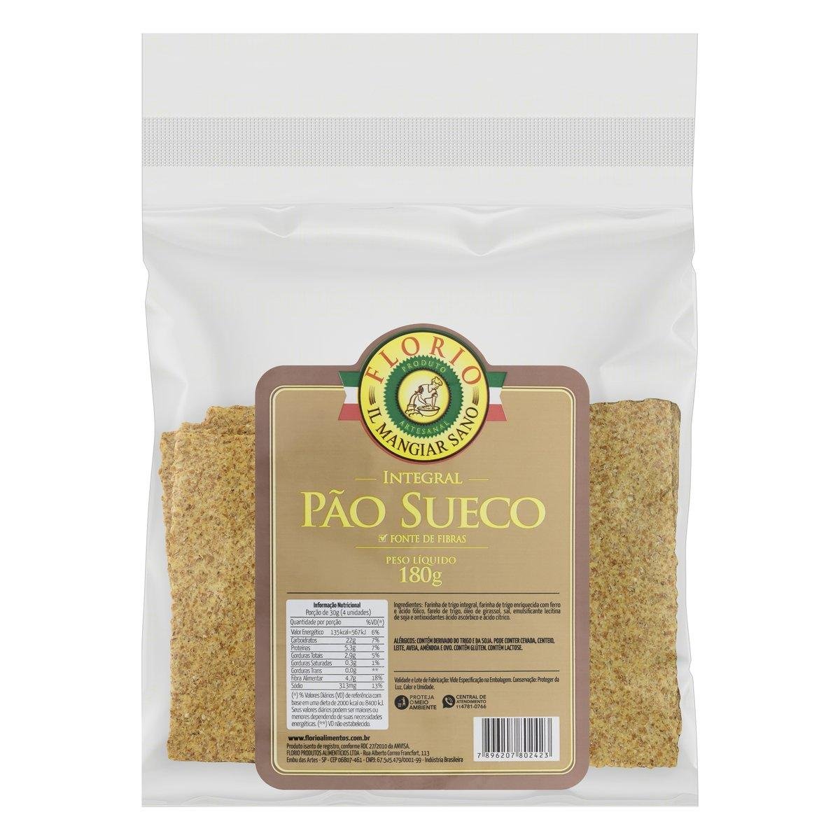 Pão Sueco Integral Florio Pacote 180g