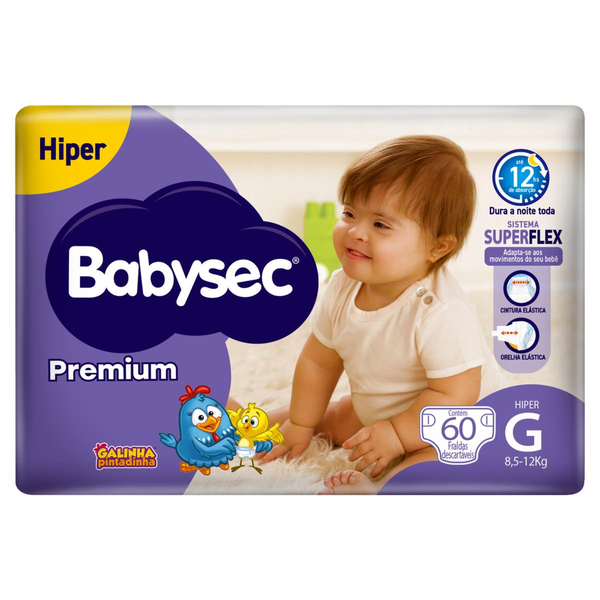 Fralda Babysec Premium Hiper Tam. G - Com 60 Fraldas