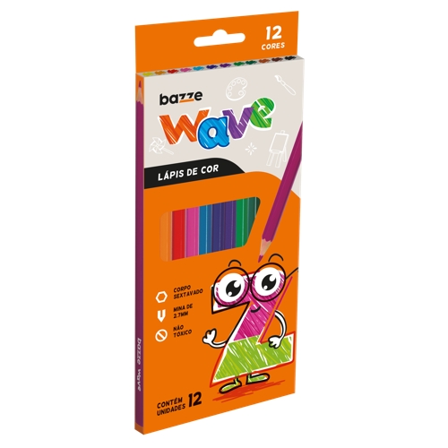 Lápis De Cor Bazze Wave Com 12 Cores
