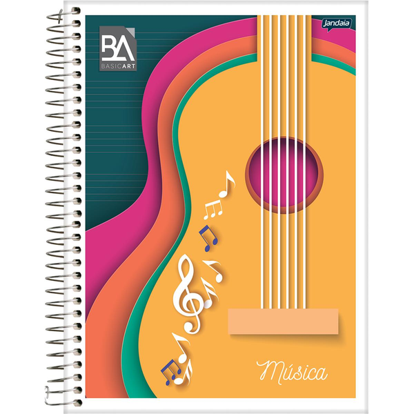 Caderno Universitário Jandaia 96 Folhas - Espiral - Capa Dura - Basic Art - Ref. 59362-77