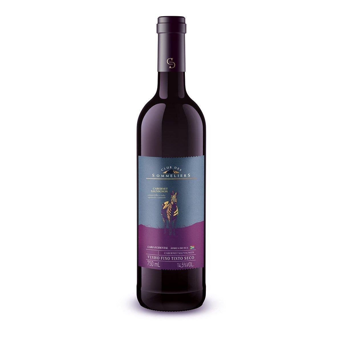 Vinho Tinto Sul Africano Clube Des Sommeliers Cabernet Sauvignon 750ml