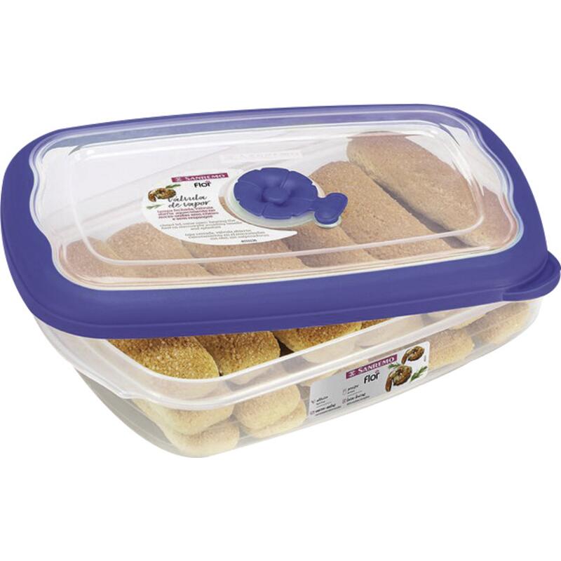 Pote Plástico Retangular Sanremo Transparente/azul 1,26l