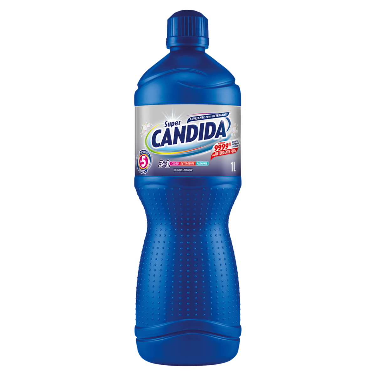 Água Sanitária com Detergente Super Candida 3 em 1 Plus 1L