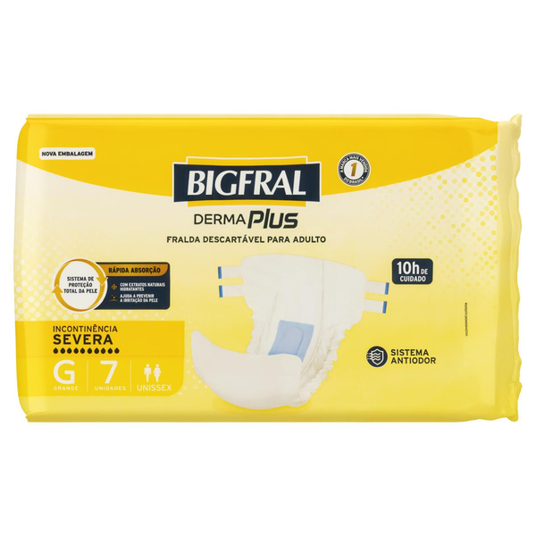 Fralda Adulto Bigfral Dermaplus Tam. G - Com 7 Fraldas