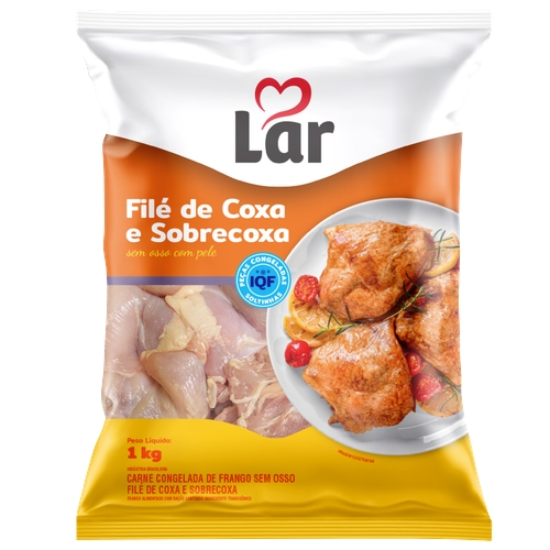 Filé de Coxa e Sobrecoxa de Frango Lar IQF Congelada 1kg