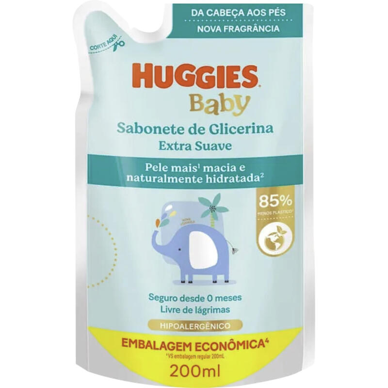 Sabonete Líquido da Cabeça aos Pés Extra Suave Disney Baby Huggies Sachê 200ml Refil
