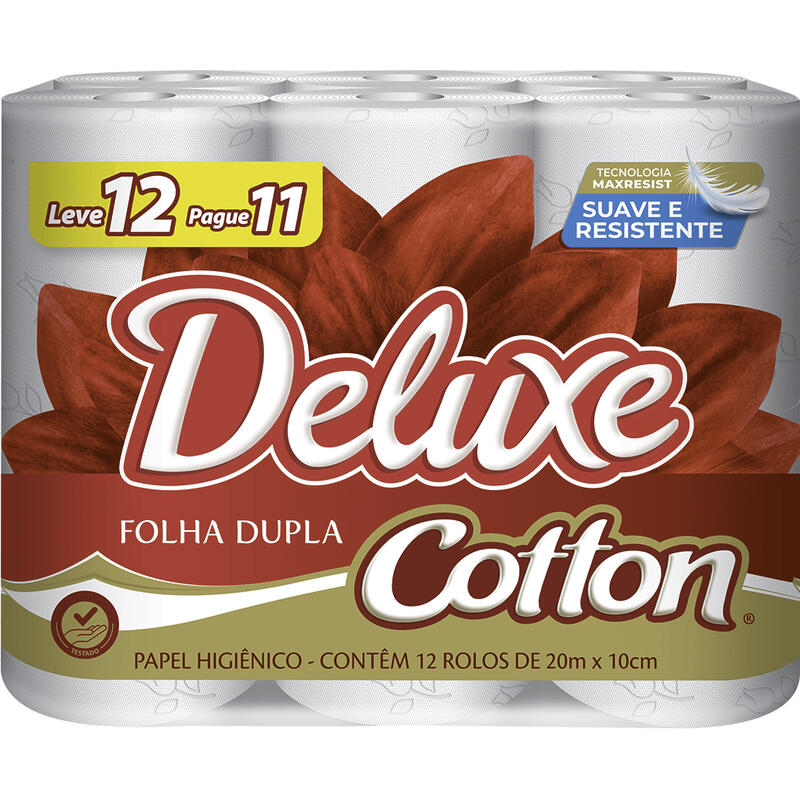 Papel Higiênico Folha Dupla Neutro Deluxe Ultra 20m Pacote Leve 12 Pague 11 Unidades
