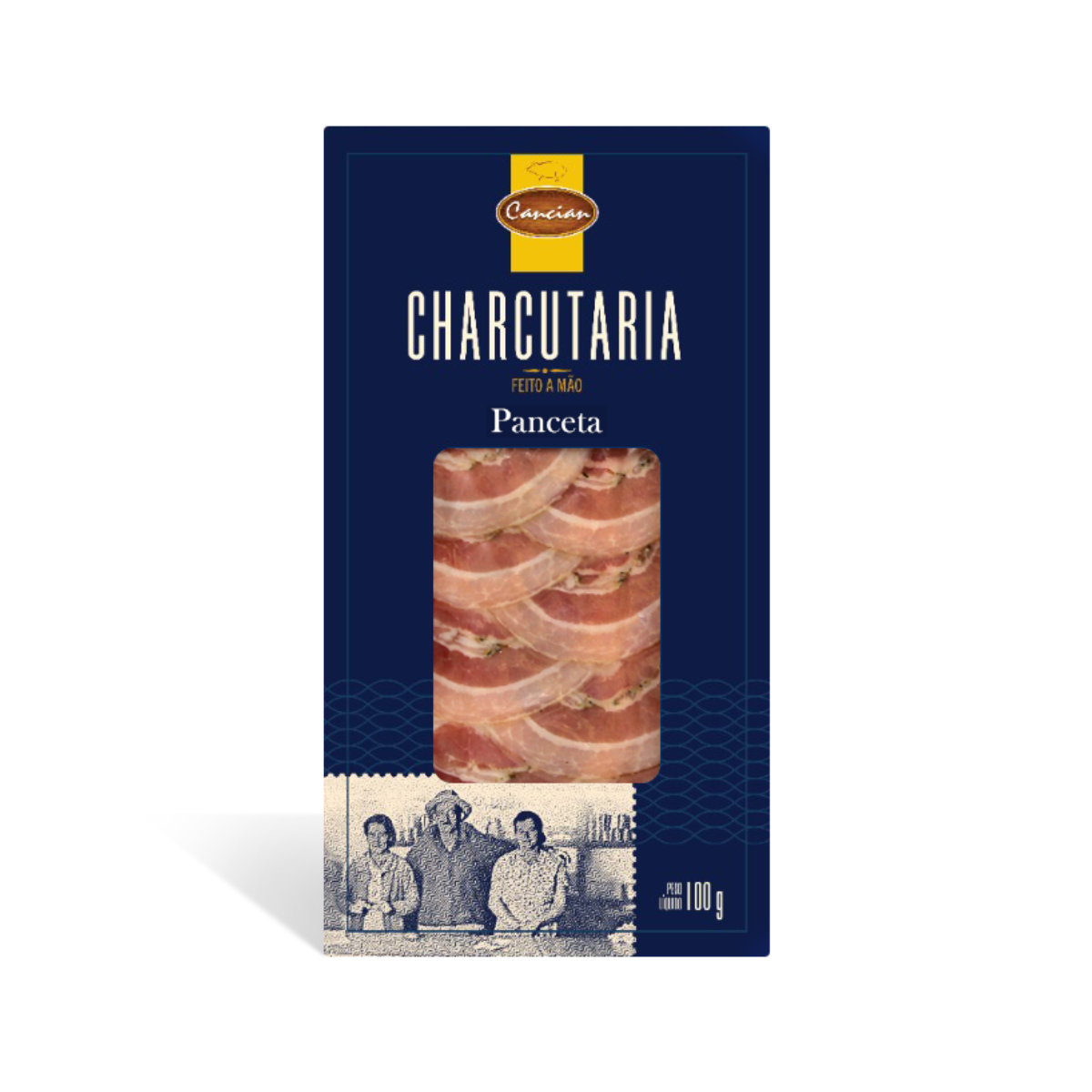Carne Temperada Curada Cozida De Suino Sem Osso (Panceta) Fatiada 100g