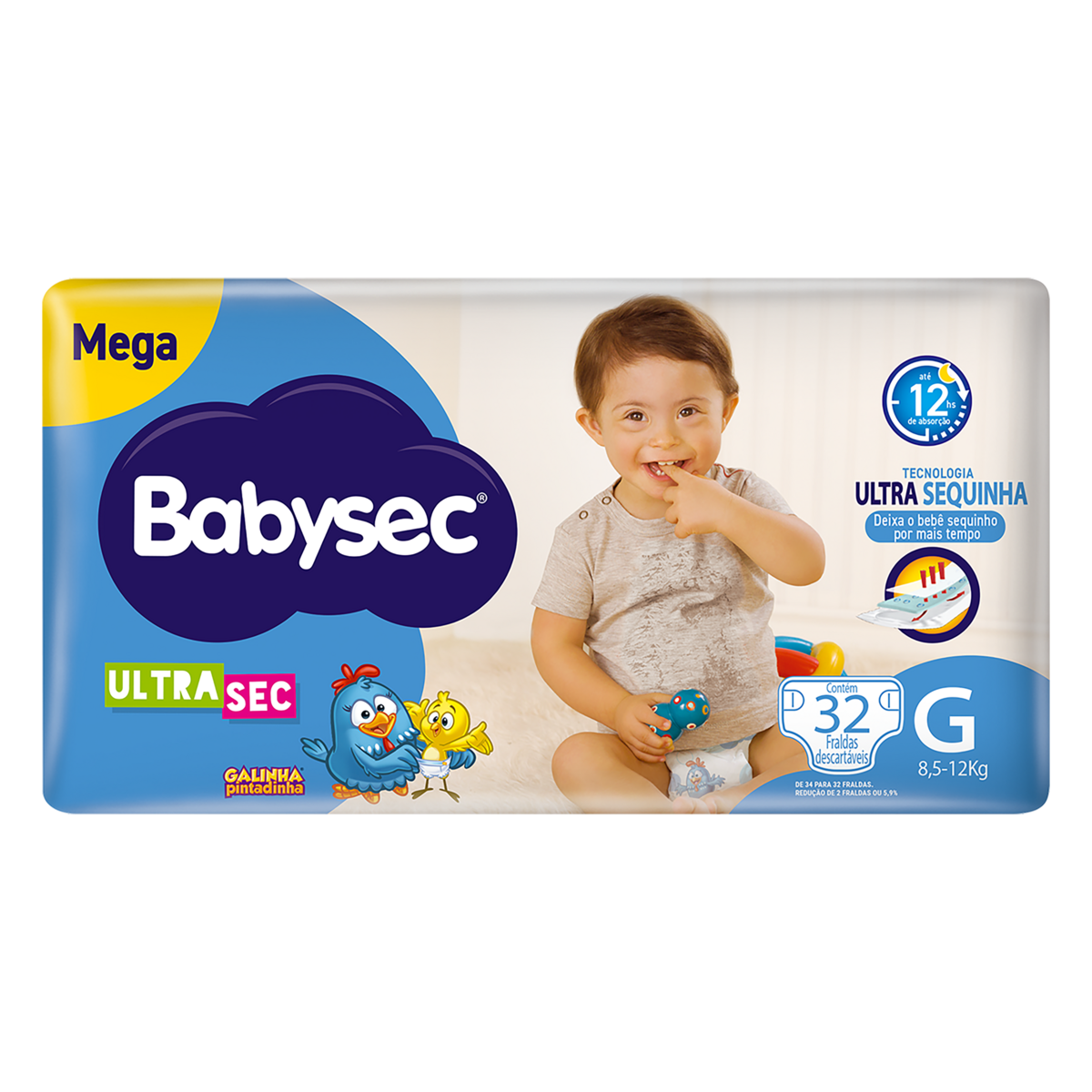 Fralda Babysec Galinha Pintadinha Ultrasec G - 32 Fraldas
