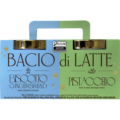 Gelato Bacio di Latte Pistacchio e Biscoito Gingerbread 780g