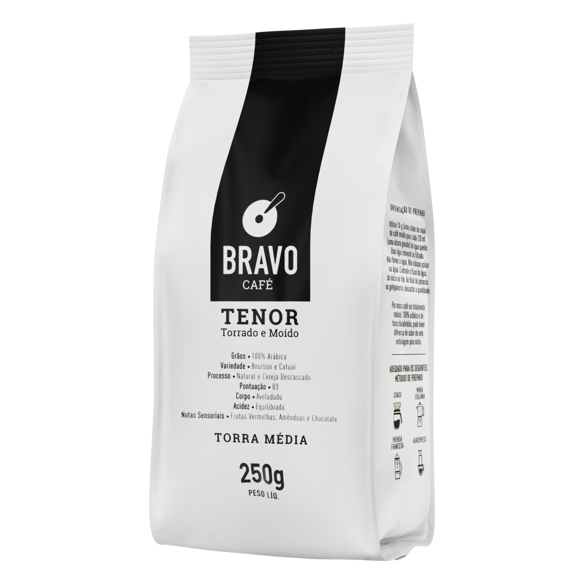 Café Torrado e Moído Bravo Café Tenor Pacote 250g