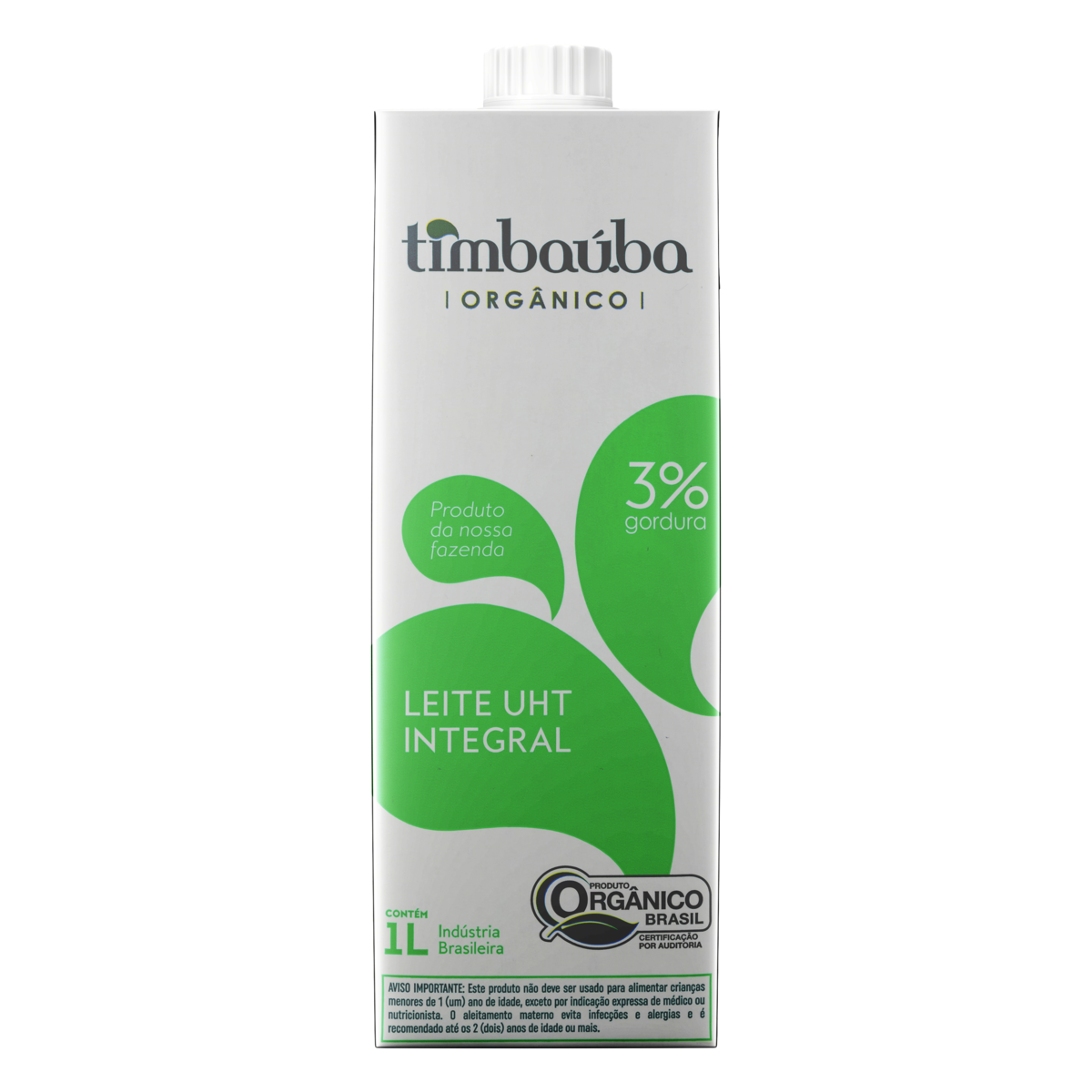 Leite UHT Integral Orgânico Timbaúba Caixa com Tampa 1l
