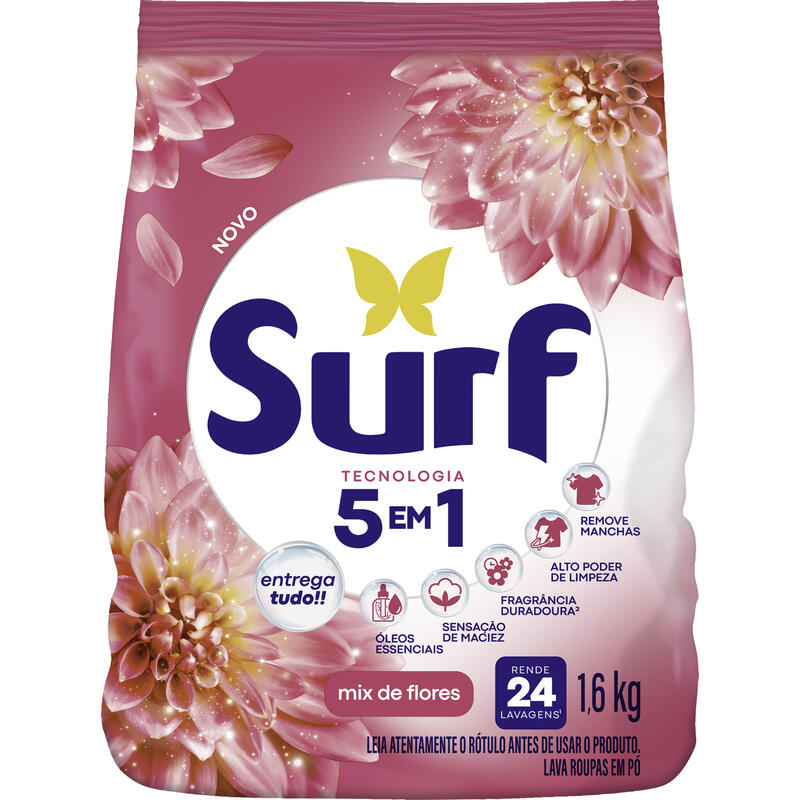 Lava-Roupas em Pó Surf Rosas e Flor-de-Lis 1,6kg