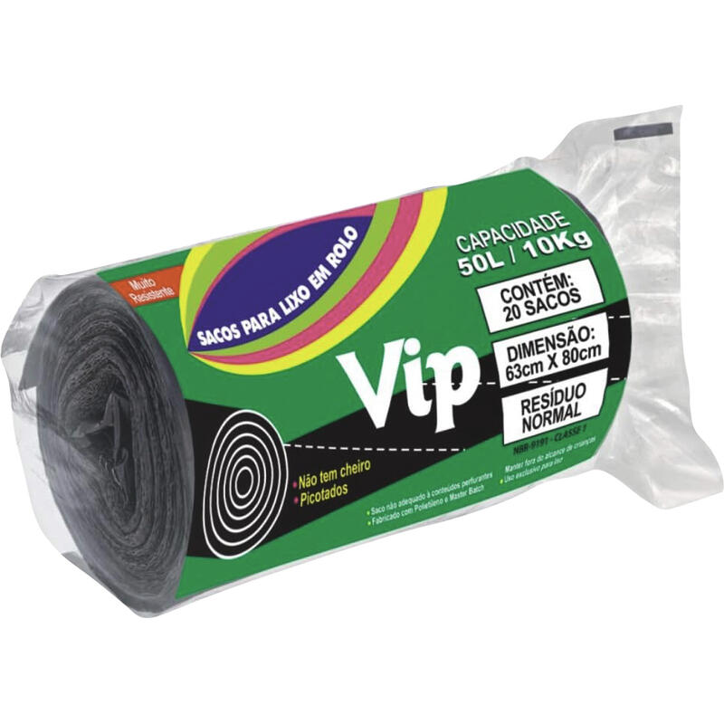 Saco de Lixo Vip 50L Rolo com 20 un