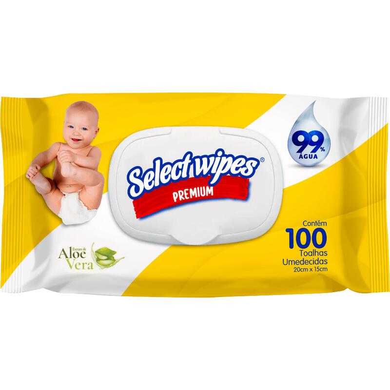 Toalha Umedecida Select Wipes Premium Com 100 Unidades