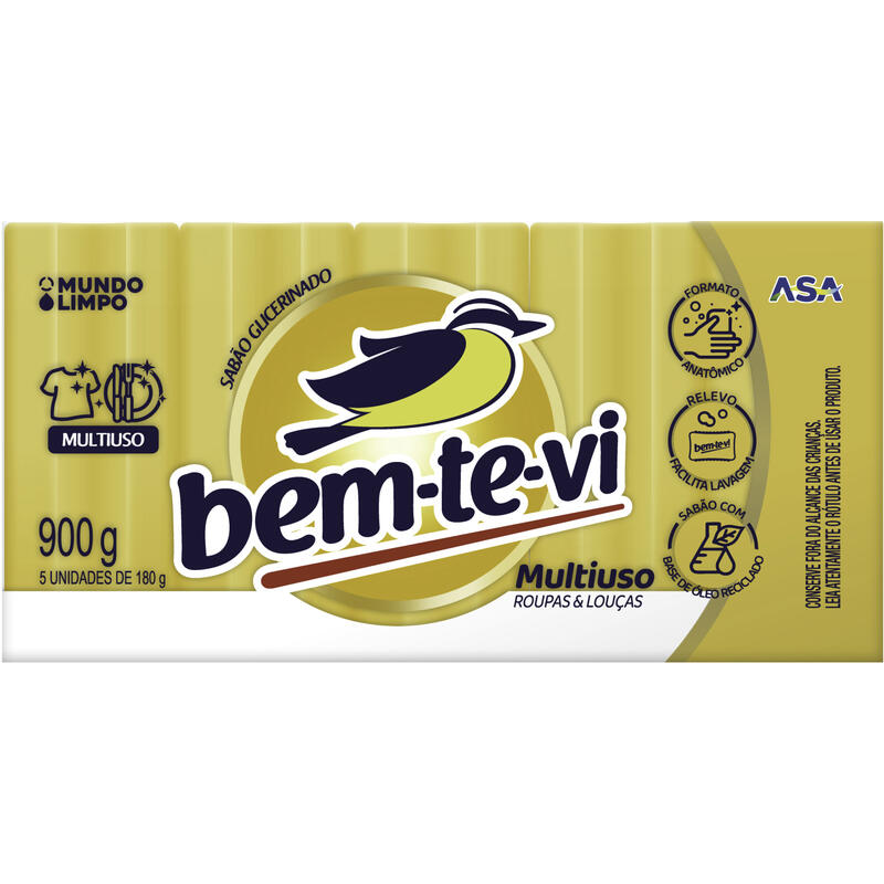 Sabão em Pedaço Bem-te-vi Comum 5x180g