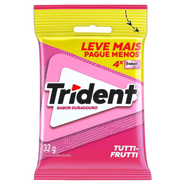Chicle Trident 32g - Tutti Frutti - Com 4 Unidades