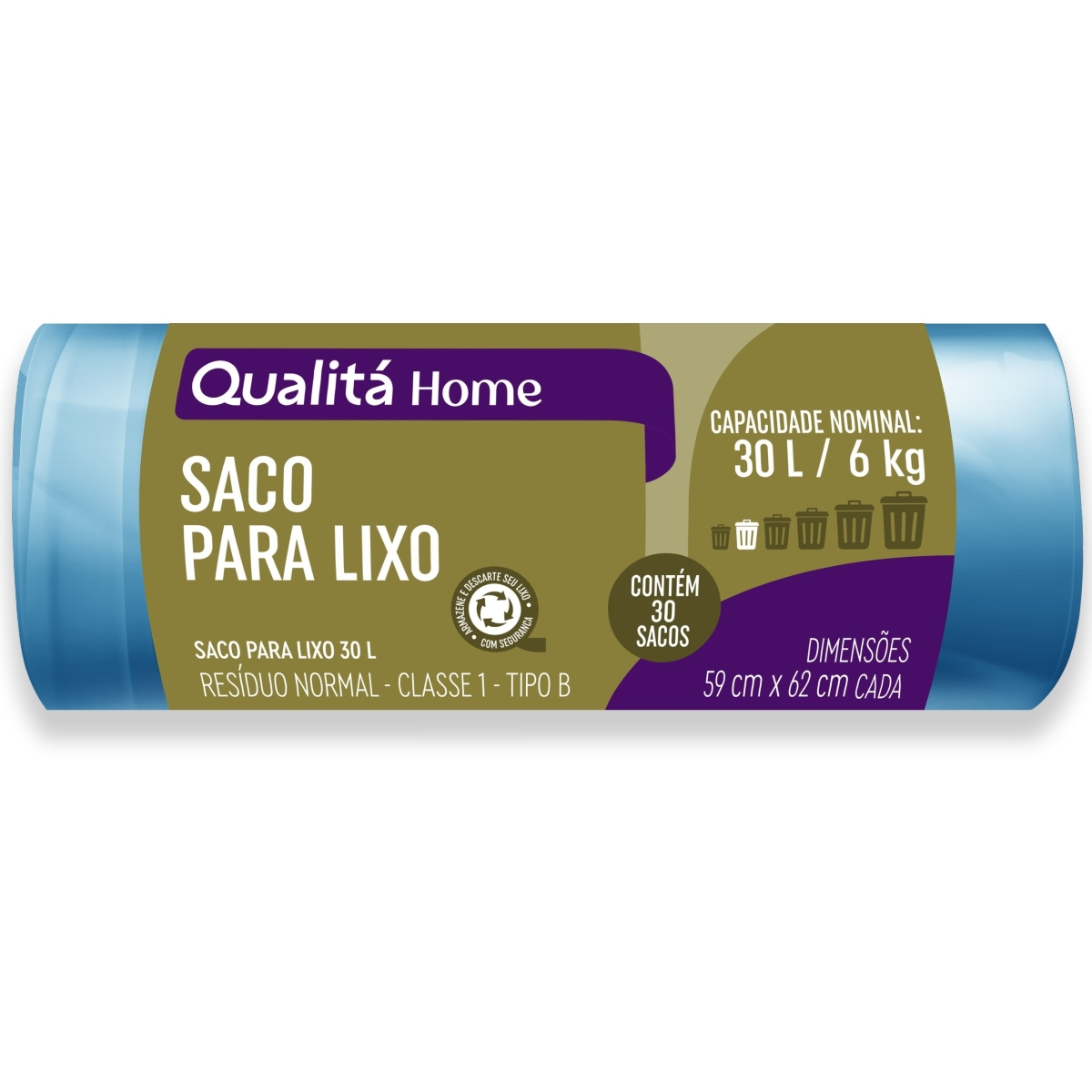 Saco para Lixo 30l Qualitá 30 Unidades