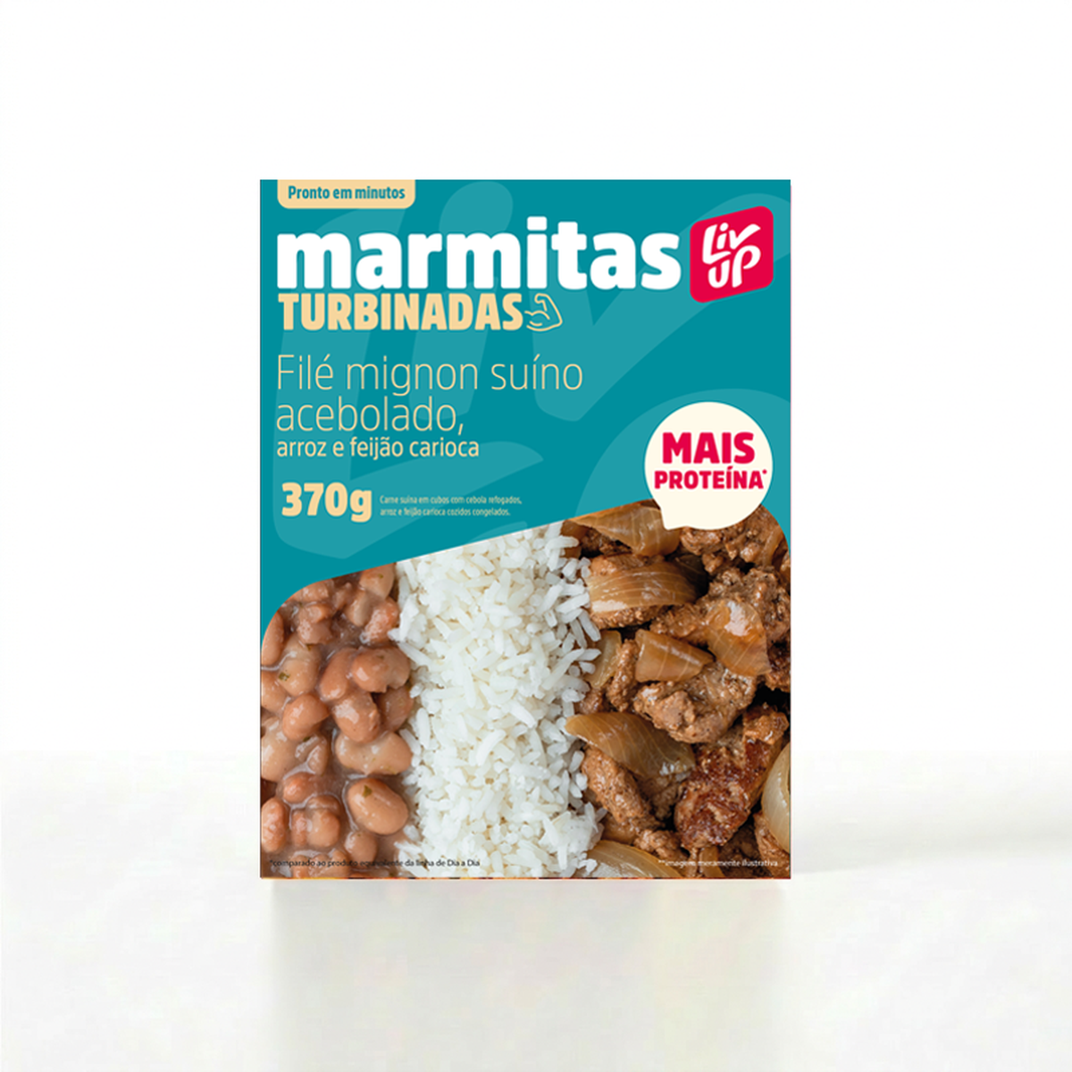 Filé mignon suíno acebolado, arroz e feijão 370g