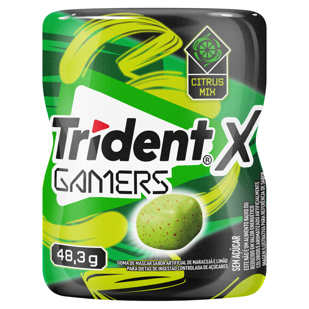 Goma de Mascar Citrus Mix Zero Açúcar Trident X Gamers Pote 48,3g