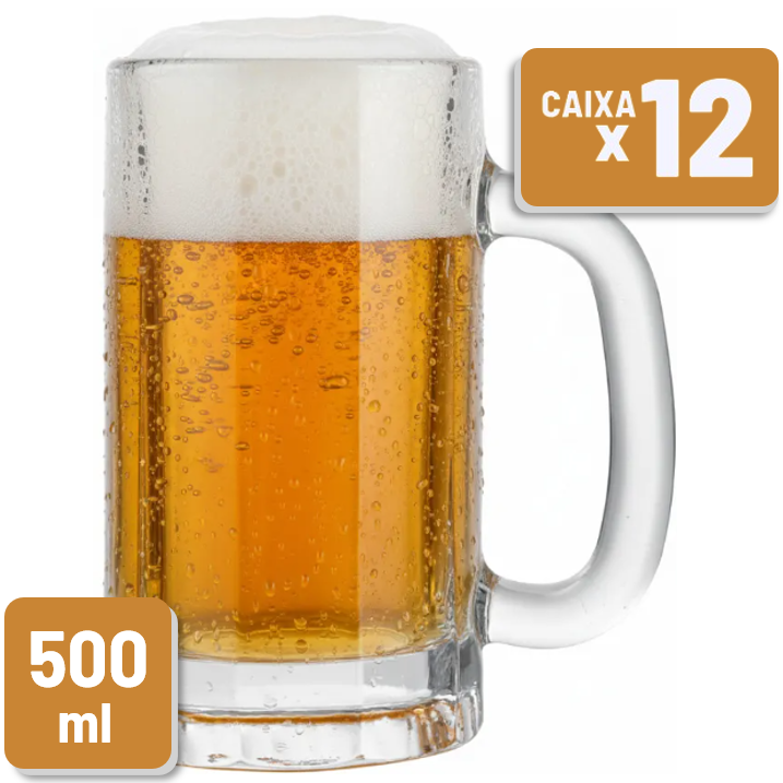 Caneca Beer Master Vidro 500ml Caixa c/ 12 Un