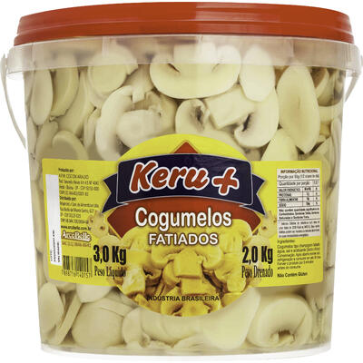 Cogumelo Champignon Keru + Fatiado 2kg