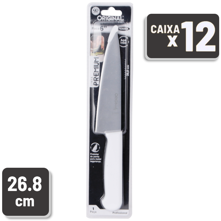 Faca Original Line Peixeira 6" Aço Inox Linha Premium Caixa c/ 12 Un
