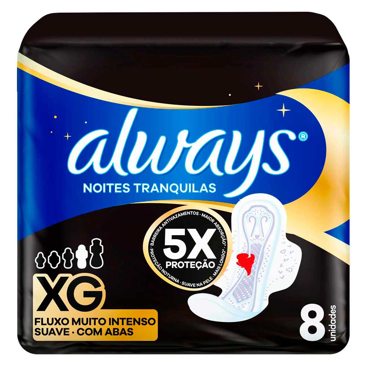Absorvente Higiênico ALWAYS Suave Fluxo Xg com Abas com 8 unidades