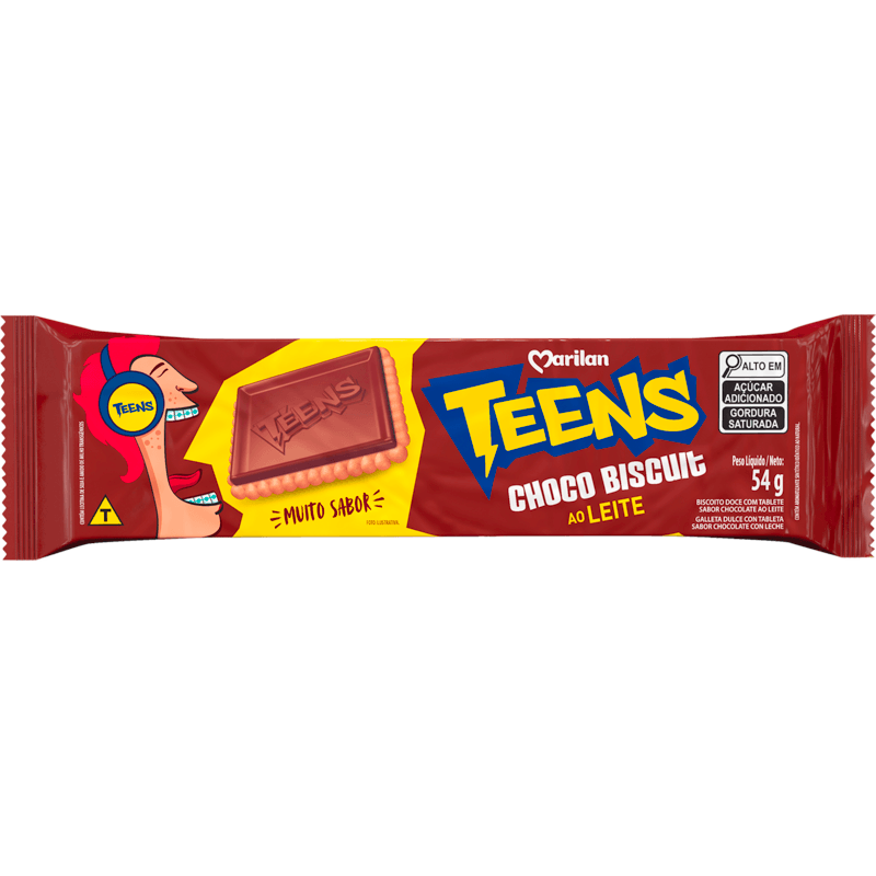 Biscoito Marilan Teens Choco Biscuit Ao Leite 54g
