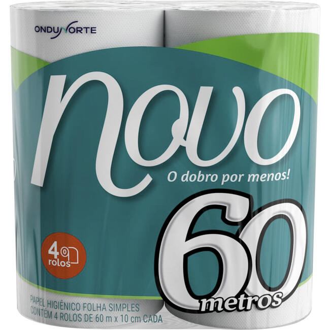 Papel Higiênico Novo Folha Simples 60m 4 rolos