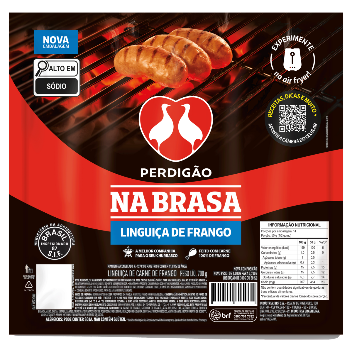 Linguiça PERDIGÃO Na Brasa Frango Congelada 700g