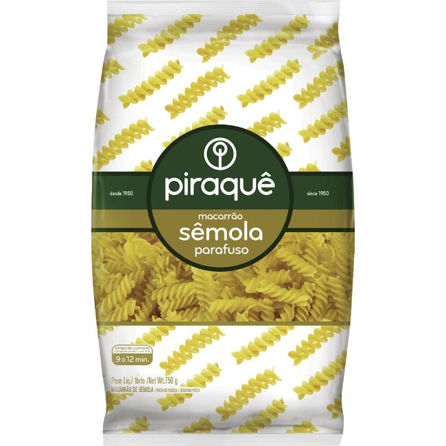 Macarrão de Sêmola Piraquê Parafuso 750g