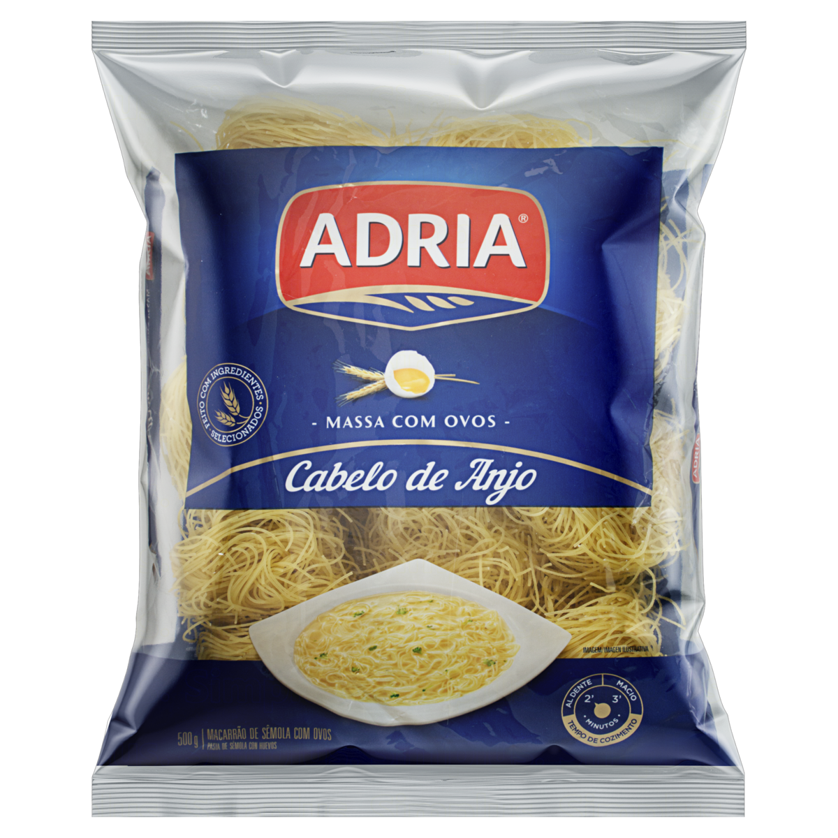 Macarrão de Sêmola com Ovos Cabelo de Anjo Adria Pacote 500g