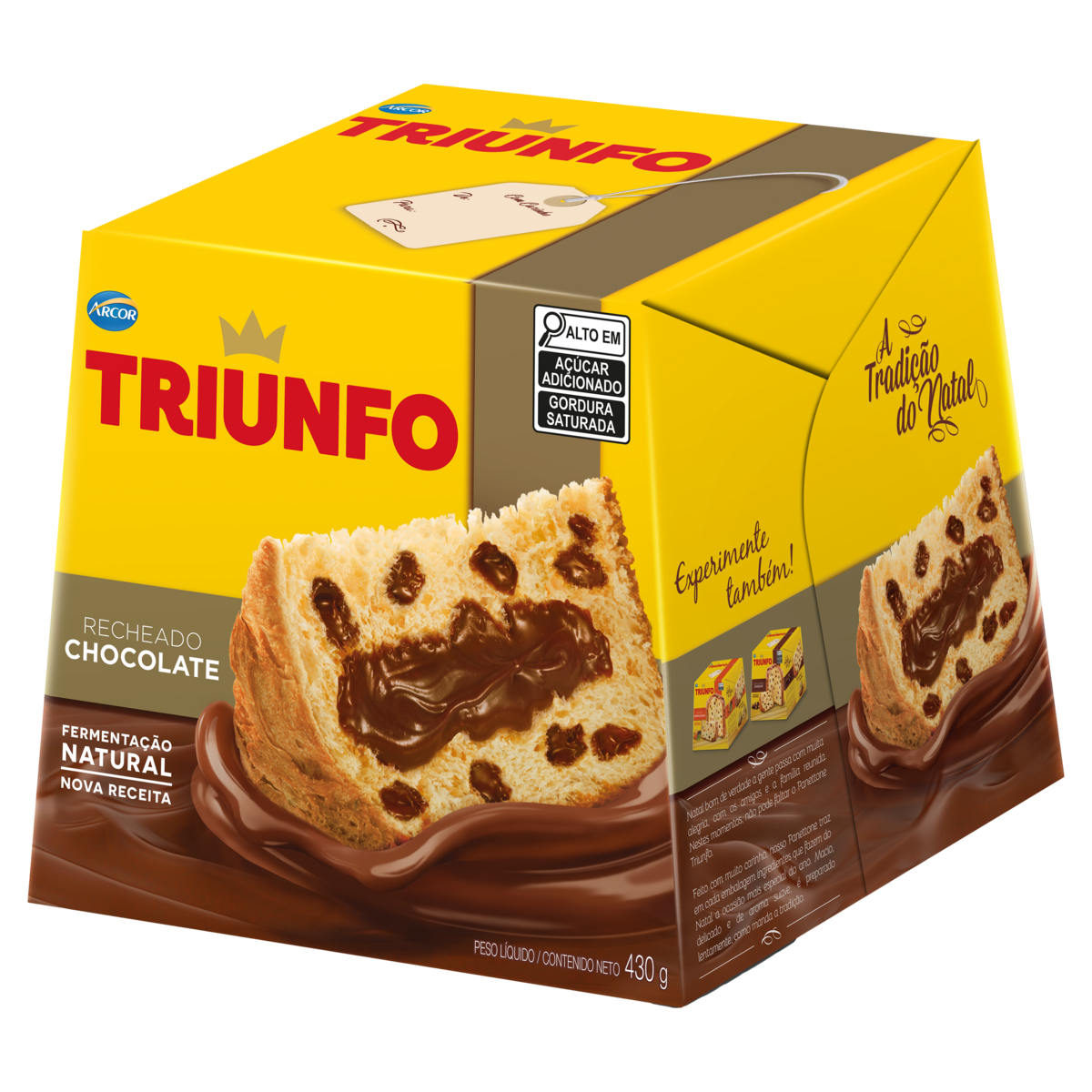 Panettone com Gotas Recheio Chocolate Triunfo Caixa 430g