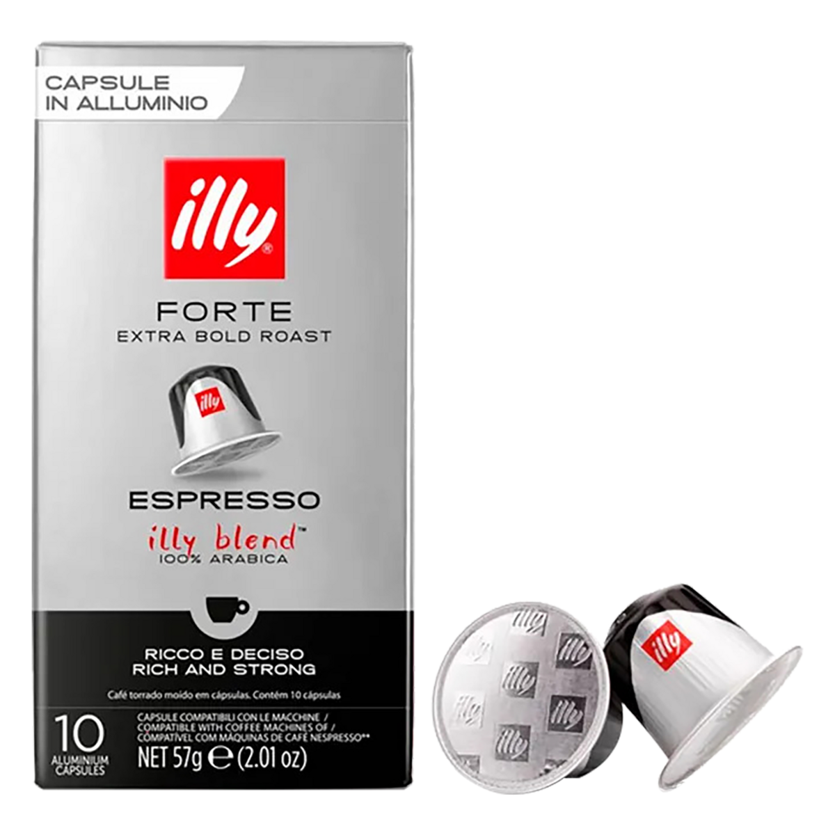 Café em Cápsula Torrado e Moído Forte Espresso Illy Caixa 57g 10 Unidades