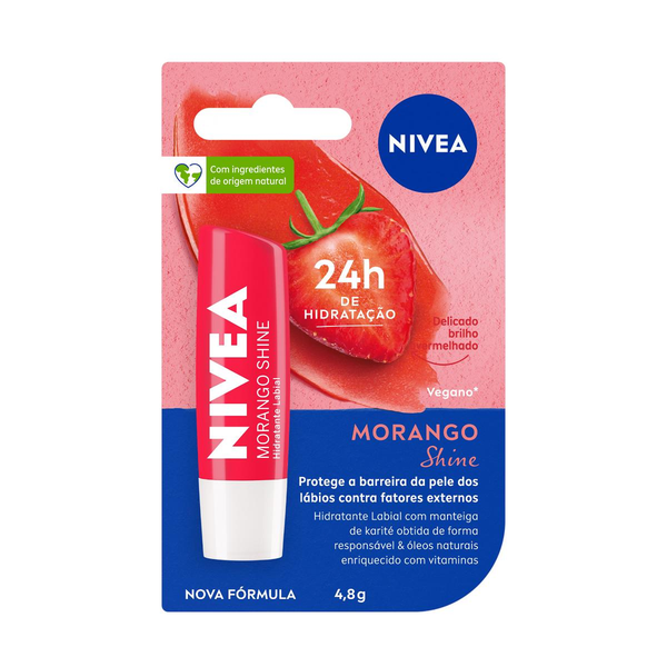 Hidratante Labial Morango Shine Nivea Blister 4,8g