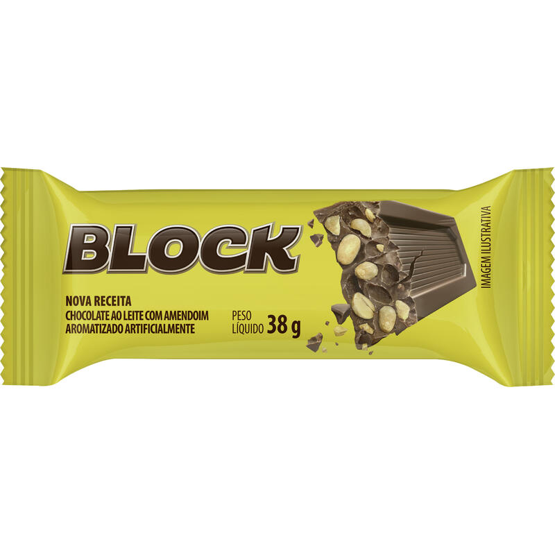 Chocolate Arcor Block Ao Leite com Amendoim 38g