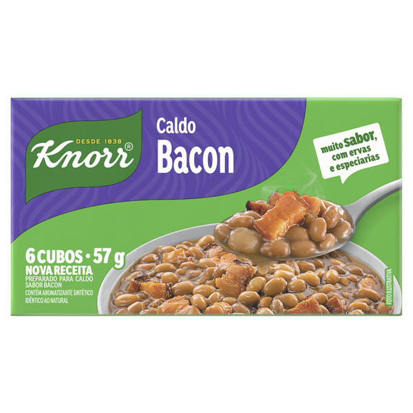 Caldo Tablete Bacon Knorr Mais Sabor Caixa 57g 6 Unidades