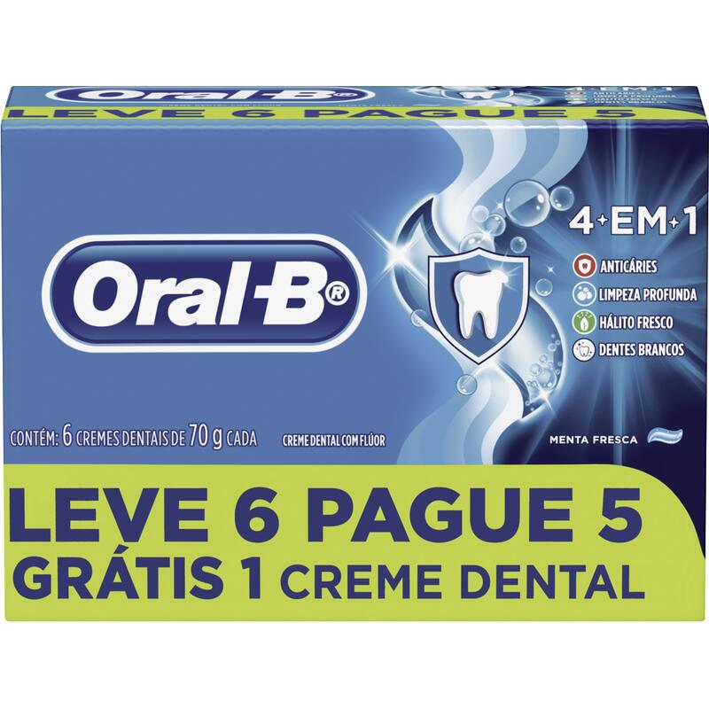 Creme Dental Oral-B 4 em 1 6x70g