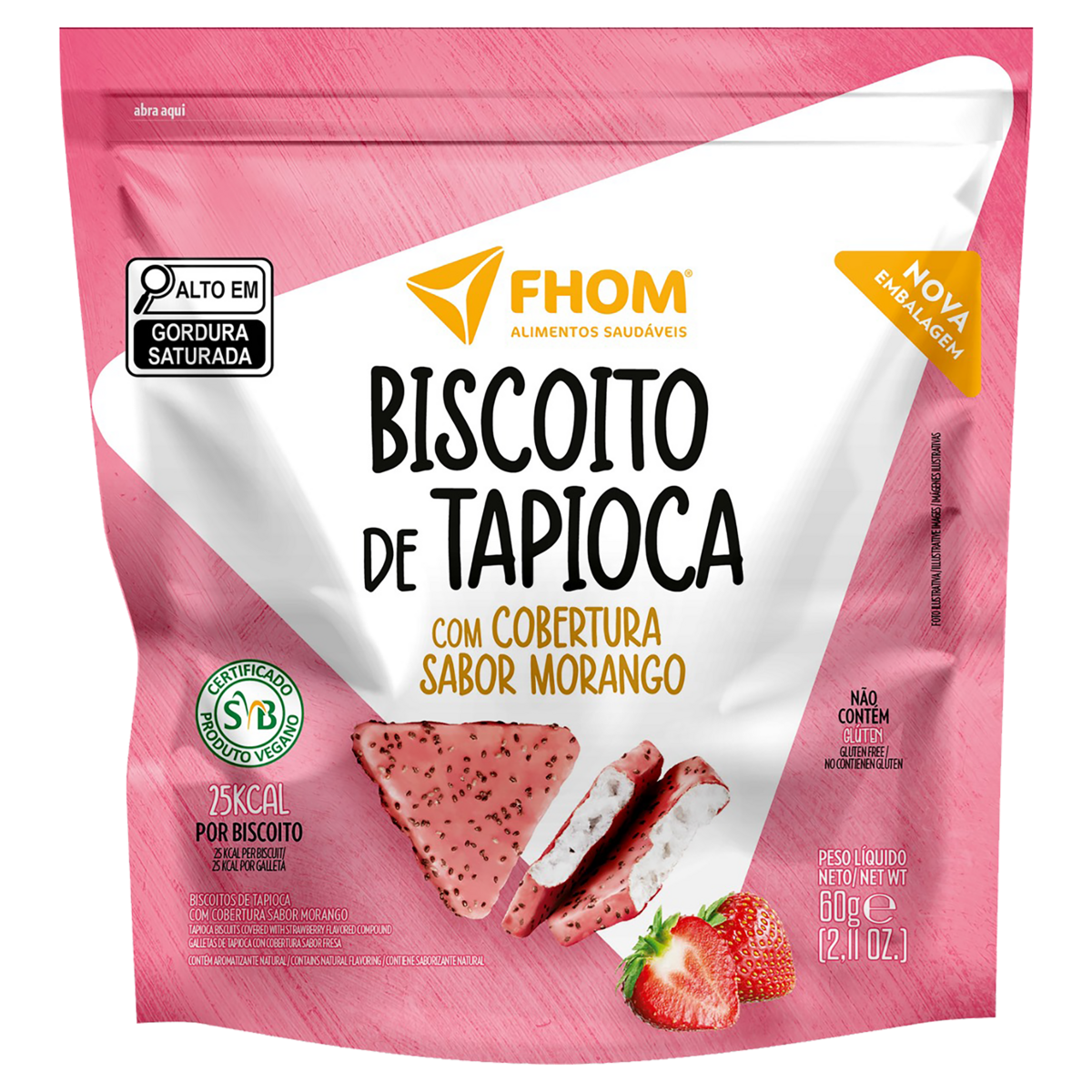 Biscoito Tapioca com Morango 60g - Fhom