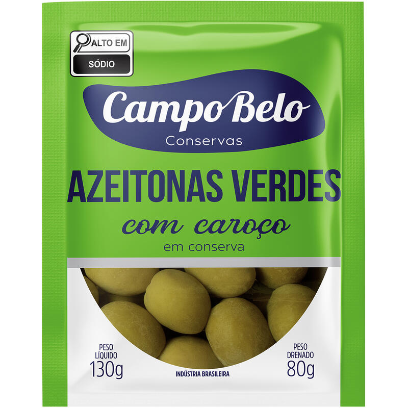 Azeitona Verde Campo Belo Com Caroço 80g