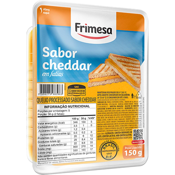 Queijo Frimesa Sabor Cheddar Fatiado 150g