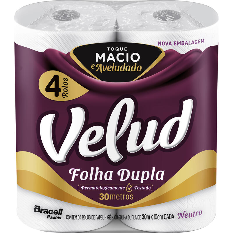 Papel Higiênico Velud Folha Dupla - 30m 4 rolos