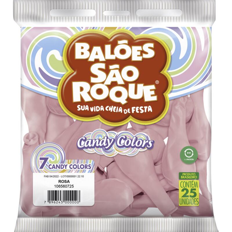 Balão Candy Colors São Roque N° 7 Rosa 25 un