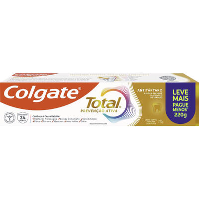 Creme Dental Colgate Total Antitártaro, Anticárie com Flúor 220g