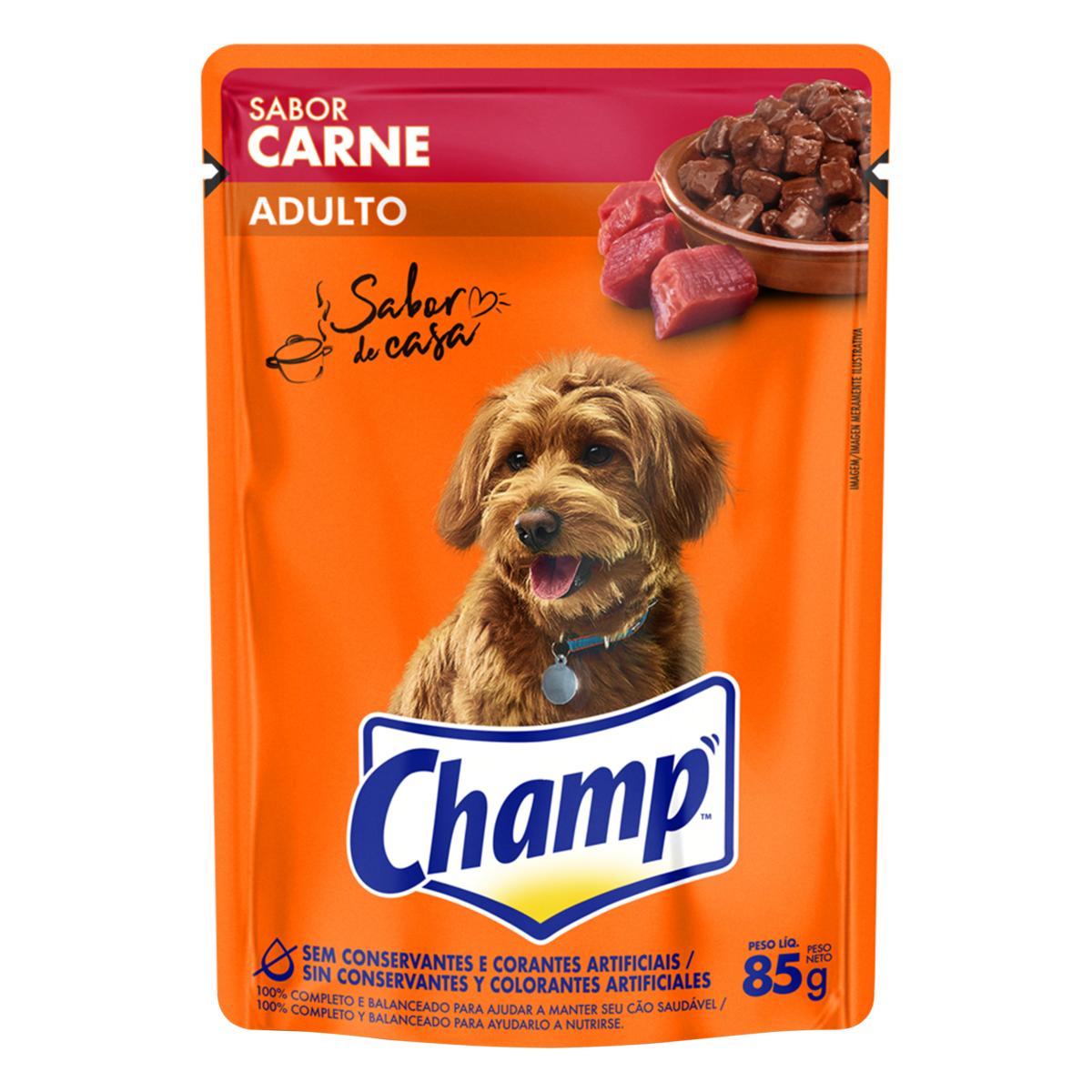 Alimento para Cães Adultos Carne Champ Sabor de Casa Sachê 85g