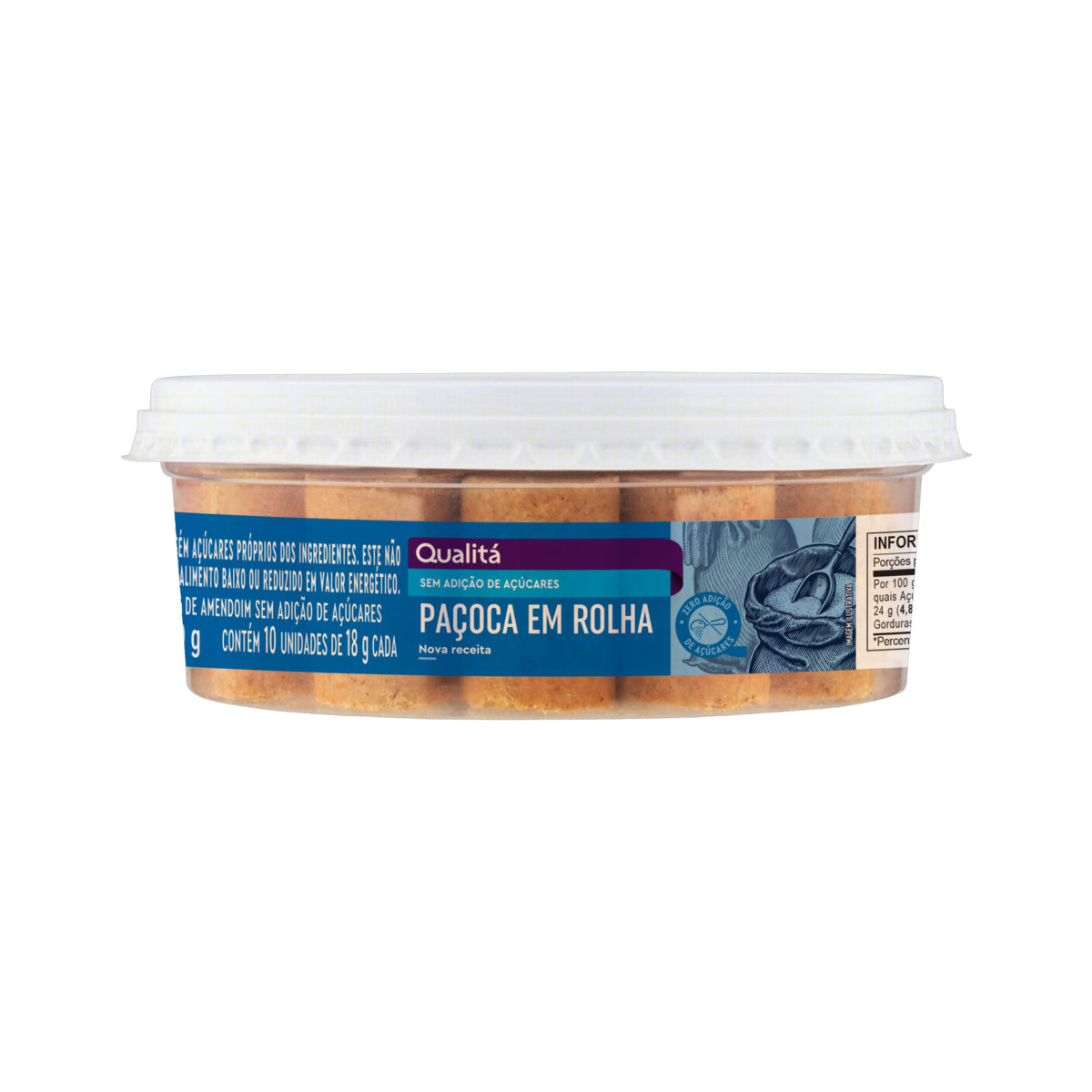 Paçoca em Rolha Zero Açúcar Qualitá Pote 180g