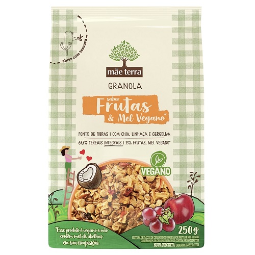 Granola Mãe Terra Frutas e Mel Vegano 250g