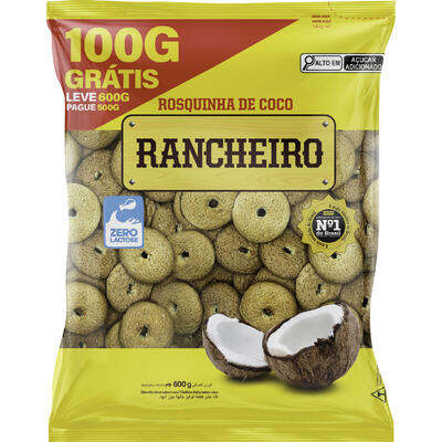 Biscoito Rosquinha Rancheiro Coco LV 600g PG 500g