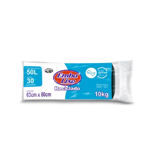 Saco Para Lixo Embalixo Rolo Pt Reciclad 50l C/30 Un